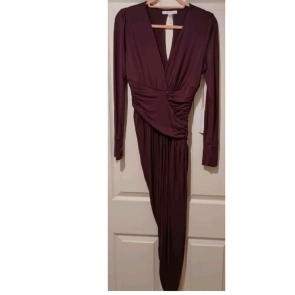 YOUNG FABULOUS & BROKE PLUM COLOR RAYON LONG DRESS95% RAYON,  5% SPANDEX SIZE S - Picture 1 of 11
